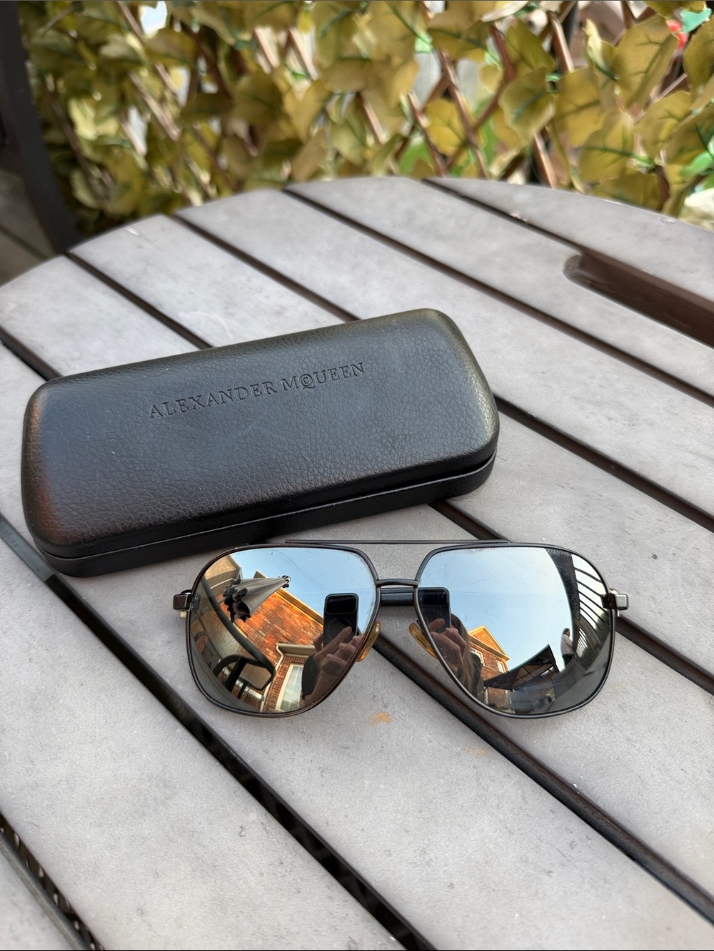 Authentic Alexander McQueen Men's Black Aviator Sunglasses